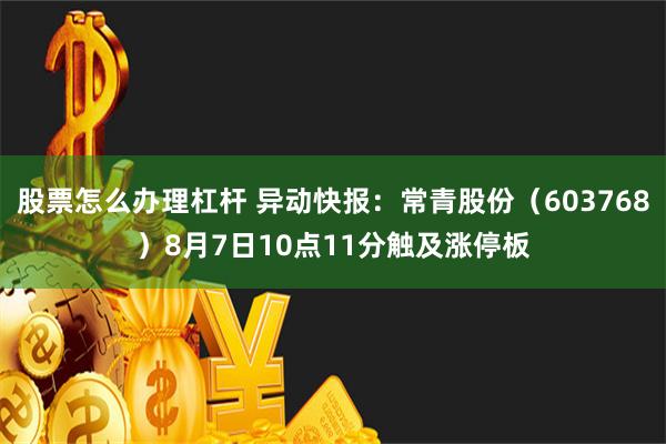 股票怎么办理杠杆 异动快报：常青股份（603768）8月7日10点11分触及涨停板